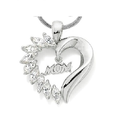 Gifts 4 All Mom Crystal Heart Pendent Necklace your Choice of Golden or Silver tone