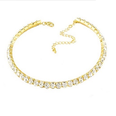 Gifts 4 All - Single Row crystal Choker Necklace - Gold only