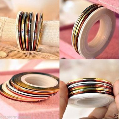 Gifts 4 All, Nail Art Sticker Rolls Striping Tape
Gold & Silver or assorted colors
You will receive two tapes.
Nail art Striping tape: Self-adhesive, no glue is needed, clean and convenience for use 