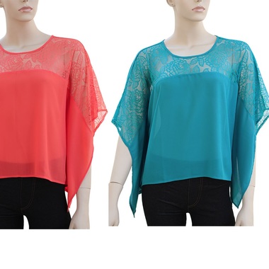 Gifts 4 All - Your Choice Rose design lace poncho top