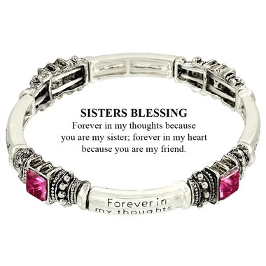 Gifts 4 All - Sister Blessing Bracelet with Colored Crystals