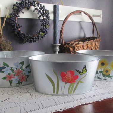 Gifts 4 All 1pc Galvanized Embossed Design Pots