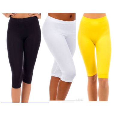 Gifts 4 All, PS: Yellow sold out
Short leggings choose from many colors.  
Elastic waistband
Very soft and comfy.  
Nice for any time. 

Fabric: Nylon 
Content: 92% NYLON, 8% 
SPANDEX
Available Sizes:  S or M or Free Size
