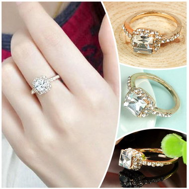 Gifts 4 All Beautiful Crystal Square Ring - 7 Size only