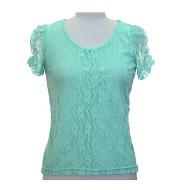 Gifts 4 All, A junior fit top featuring a detailed floral lace knit. Scoop neck. Ruched short sleeves. Lined.
Fabric: Knit
Content: 92% Polyester 8% Spandex
Available sizes: Junior S, M or L
Available Colors: Mint, Pink (peach), White or Black