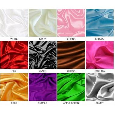 Gifts 4 All, Great for Bridal dresses, Table decorations etc.
Beautiful 3 Yards of Bridal Satin Fabric. It is 60" wide.
Light to medium weight fabric 100% polyester.
Choose from Colors : Turquoise /Red /Purple /Rose  /white /Ivory /Yellow /Navy /royal /Silver /Fuchsia / etc.

