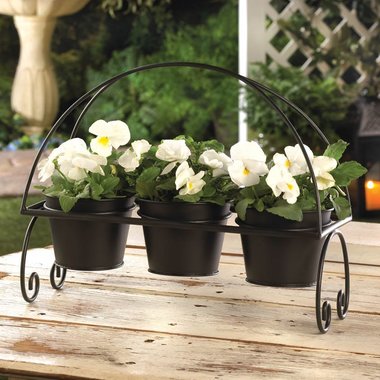 Gifts 4 All - Metal Planter Stand with 3 Metal Planters