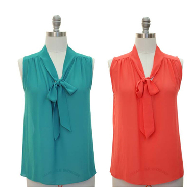 Gifts 4 All, A sleeveless crepe chiffon top featuring a self-tie bow at V-neckline. Semi sheer. Woven.
Fabric: Woven/Crepe
Content: 100% Polyester
Available colors: Beige, Orange, Teal or Black
Available Sizes: S, M or L 