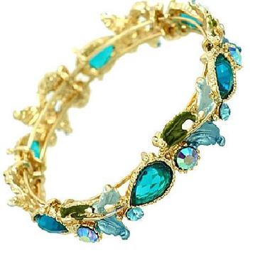 Gifts 4 All - Crystal Bracelet Gold Tone with Florals