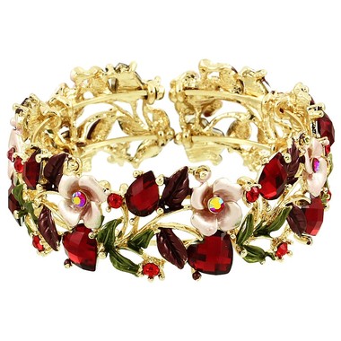 Gifts 4 All - Crystal Bracelet Gold Tone with Florals