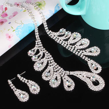 Gifts 4 All - Crystal Bridal Wedding Necklace Set 