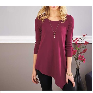 Gifts 4 All - Plus or Regular size Asymmetrical Dress Burgundy or Grey