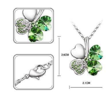 Gifts 4 All, Beautiful necklace features 4 leaf clover pendant with silver plated chain
100% brand new high quality
Available color:Green, Navy Blue
Pendant size:2.6 x 2.1CM
Made with fine crystals 