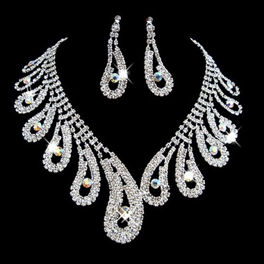 Gifts 4 All - Crystal Bridal Wedding Necklace Set 