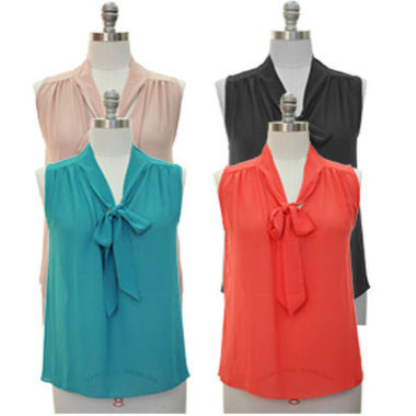 Gifts 4 All - Sleeveless crepe chiffon Tie top 