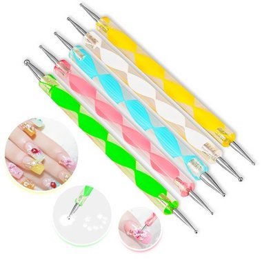 Gifts 4 All - Nail Art 2 Way Marbleizing Dotting Pen 5pc (5x2)