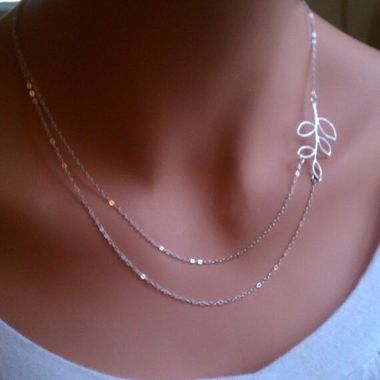 Gifts 4 All Beautiful Silver Tone Double chain leaf necklace