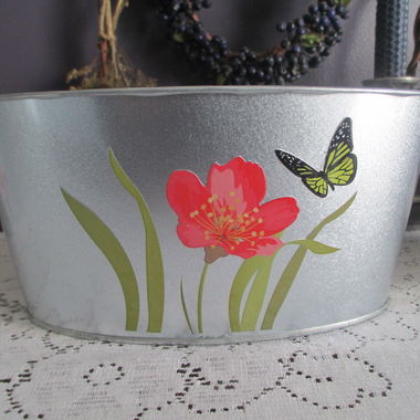 Gifts 4 All 1pc Galvanized Embossed Design Pots