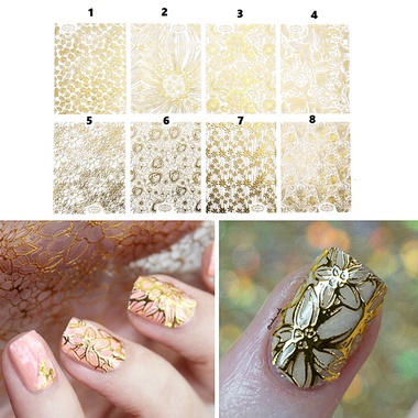 Gifts 4 All 1 Sheet Nail Sticker golden or Silver