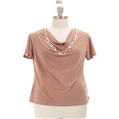 Gifts 4 All - Cowl Neck top with Jewelry Regular Sizes