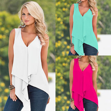Gifts 4 All - Asymmetrical Ruffle Top Your Choice of Color