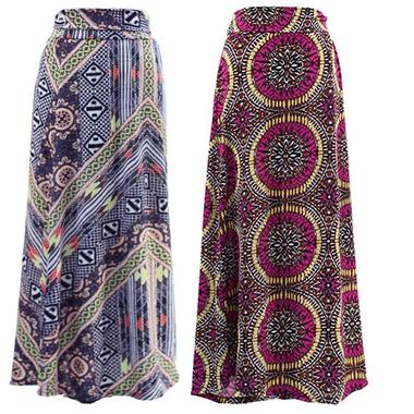 Gifts 4 All, Beautiful printed long Skirt is ideal for spring or summer. Available in vibrant colors and print.
Available colors: As shown in Pics
Available Sizes: 
Skirt "A" in L, 2X or 3X
Skirt "B" in S, 2X or 3X
Skirt "C" in 2X or 3X
Skirt "D" in S, M, L or 3X
Skirt "E" in S, M, L, XL, 1X, 2X or 3X
Skirt "H" in S, M, XL, 1X, 2X or 3X
Skirt "I" in S, M, L, 1X, 2X or 3X
Skirt "J" in S or M
Skirt "K" in S, M or L
Skirt "L" in M, L, XL, 1X, 2X or 3X
Fabric Content: 92% Polyester & 8% Spandex