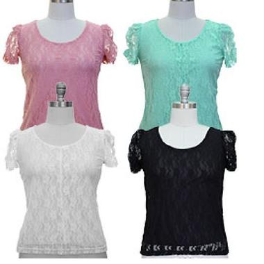 Gifts 4 All - Lace Junior Ruched sleeve Top Your Choice of Color and Size