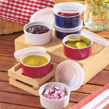 Gifts 4 All - Your choice Microwavable 4pc (2 Ramekins and 2 Lids) Stone Rameking and Lid set