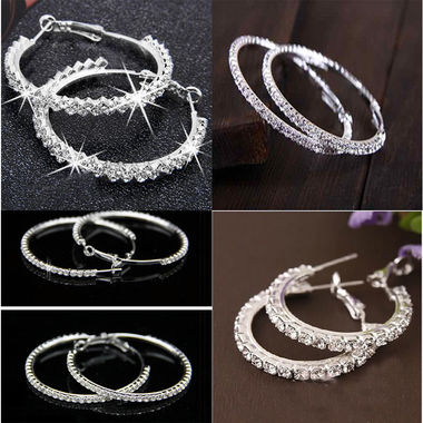 Gifts 4 All, Beautiful Crystal hoop earring Your choice of Silver tone or Gold Tone Earring
50mm (5cm) diameter
Studded with Crystals
Zinc Alloy
Trendy and beautiful earrings
Great for parties, prom and special occasions or for everyday use. 