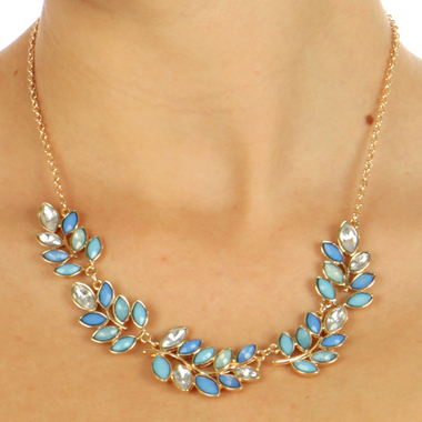Gifts 4 All Opaque Crystal Leaf Necklace Set