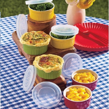 Gifts 4 All - Your choice Microwavable 4pc (2 Ramekins and 2 Lids) Stone Rameking and Lid set
