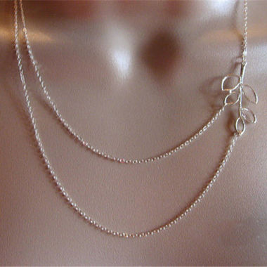 Gifts 4 All Beautiful Silver Tone Double chain leaf necklace