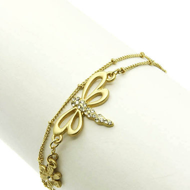 Gifts 4 All, Matte Finish beautiful bracelet features dragonfly, flowers and Crystal beads. Attached with link chain. Nickel and Lead Compliant. Great for any occasion. Wear it yourself or give as a gift.
Silver tone bracelet, also available in Gold tone.