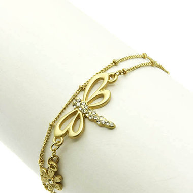 Gifts 4 All, Matte Finish beautiful bracelet features dragonfly, flowers and Crystal beads. Attached with link chain. Nickel and Lead Compliant. Great for any occasion. Wear it yourself or give as a gift.
Silver tone bracelet, also available in Gold tone.