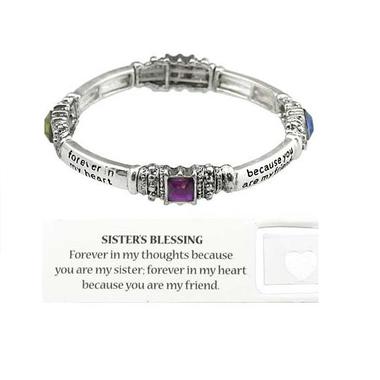 Gifts 4 All - Sister Blessing Bracelet with Colored Crystals
