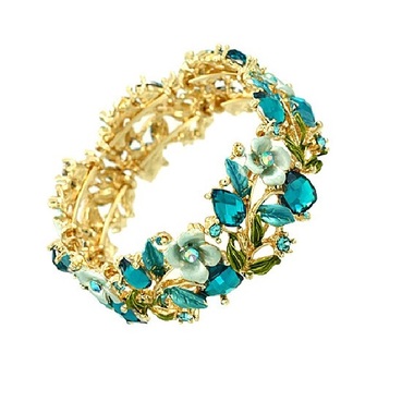 Gifts 4 All - Crystal Bracelet Gold Tone with Florals