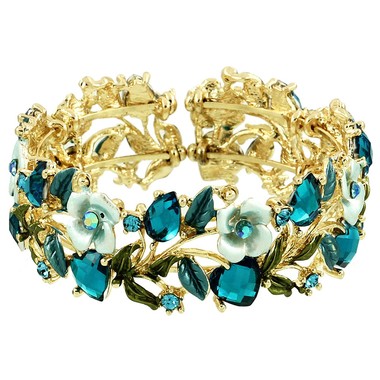 Gifts 4 All - Crystal Bracelet Gold Tone with Florals