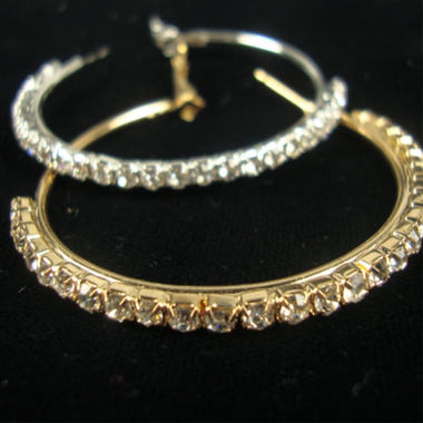 Gifts 4 All Hoop Earring Crystal Silver or Gold tone
