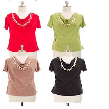 Gifts 4 All - Cowl Neck top with Jewelry Regular Sizes