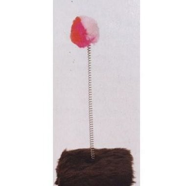 Gifts 4 All, Keep your cat busy for hours with this Cat Toy with furry Base, a great interactive toy cats will love. Fun design features a soft, colorful spring toy to entice cats to play and scratch on a brown faux fur base. Measures approximately 5.5" x 5.5" x 11". 