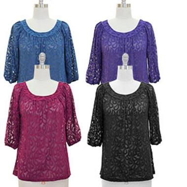 Gifts 4 All - Round Neck Lace Top Your Choice of Color
