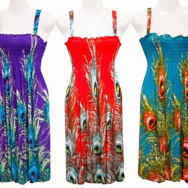 Gifts 4 All - Short Dress Peacock Print Summer Wear