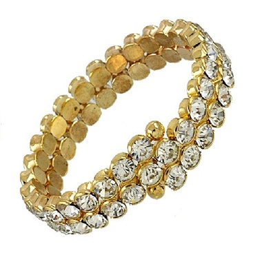 Gifts 4 All, Crystal Golden Bracelet, gold plated. two rows of Crystals.
