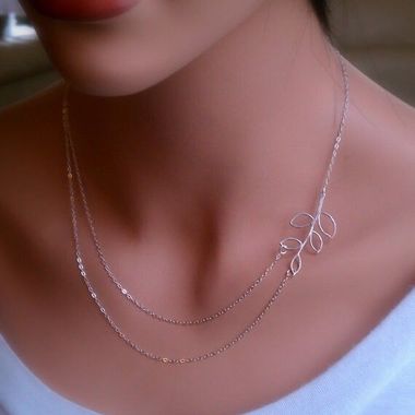 Gifts 4 All Beautiful Silver Tone Double chain leaf necklace