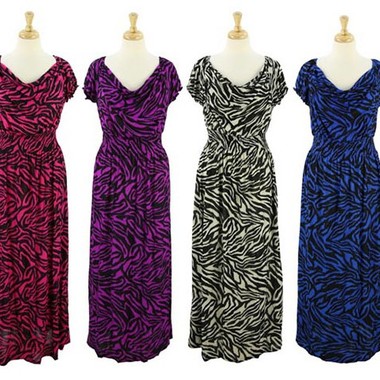 Gifts 4 All, This is a beautiful zebra Print Plus Size long Dress. Your choice of color and size. Sleeveless, smocked band waist, and Ankle-length. 
Available colors are: 
Black, Blue, Red or Purple
Available sizes: 1XL, 2XL or 3XL